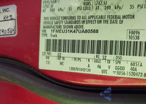 2007 Ford Explorer Sport Trac Xlt from USA, damaged, VIN 1FMEU31K47UA80588